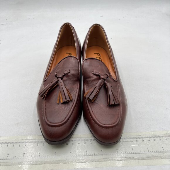 FSJ Brown Leather Tassel Loafers - Picture 3 of 8